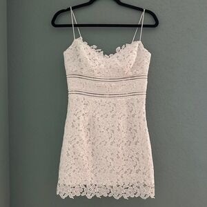 BHLDN Anthropologie White Floral Lace Embroidered Mini Dress Bridal Size 0